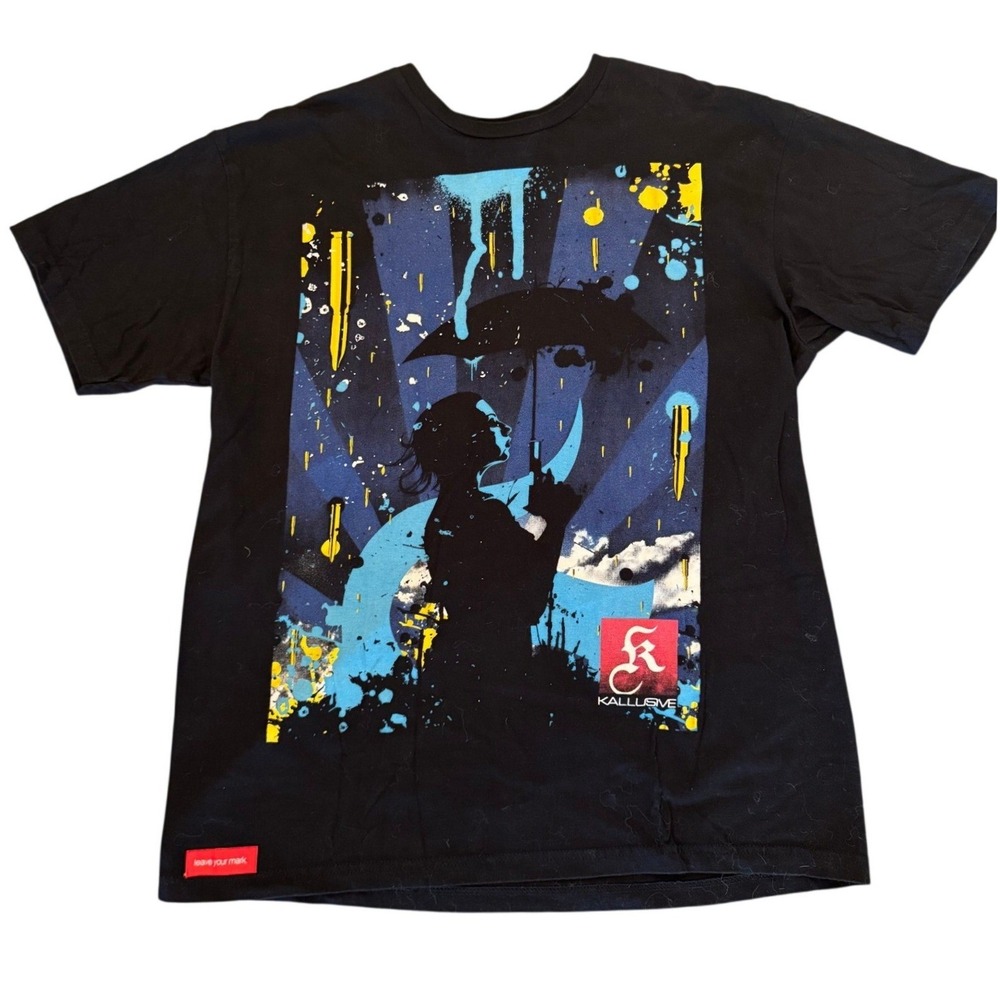Kallusive Raining Bullets Graphic Tee Black Y2K Vintage Streetwear Shirt Large